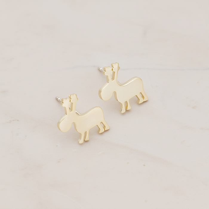 Round Rudolph Ear Post, 2 Pc - Matte Gold (ER.297)