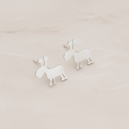 Round Rudolph Ear Post, 2 Pc - Matte Original Rhodium (ER.297)