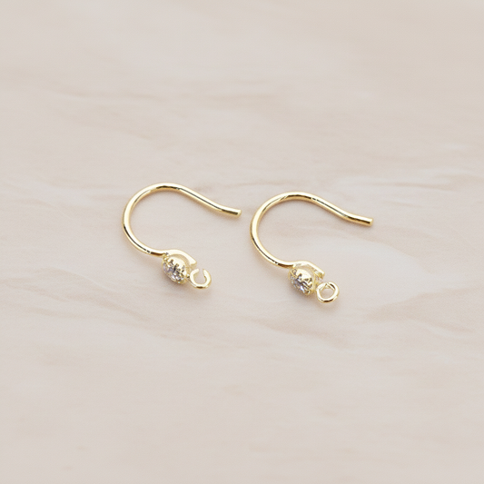 Crystal Setting French Round Ear Wire, 2 Pc (ER.300)