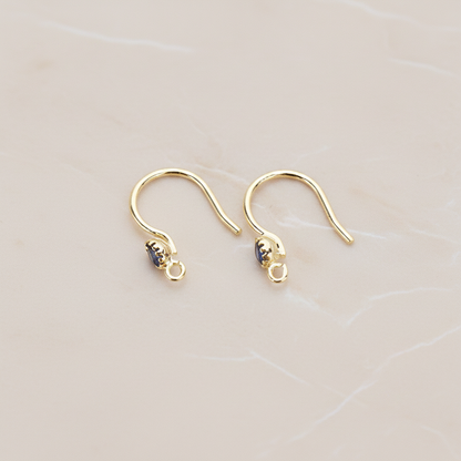 Crystal Setting French Round Ear Wire, 2 Pc - Glossy Gold Montana (ER.300)