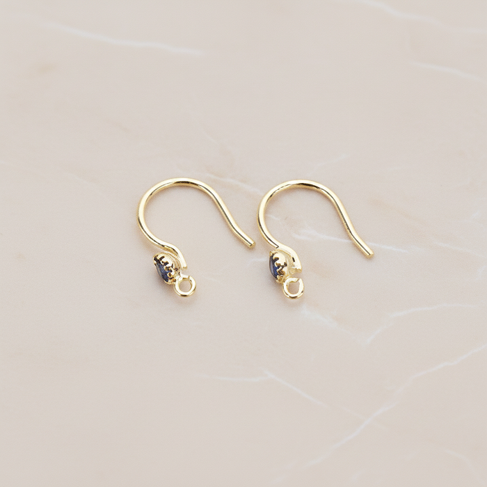 Crystal Setting French Round Ear Wire, 2 Pc - Glossy Gold Montana (ER.300)