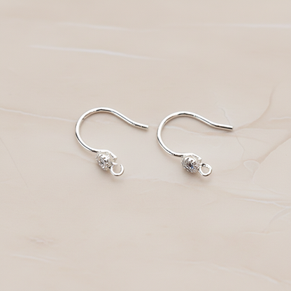 Crystal Setting French Round Ear Wire, 2 Pc - Glossy Original Rhodium Crystal (ER.300)