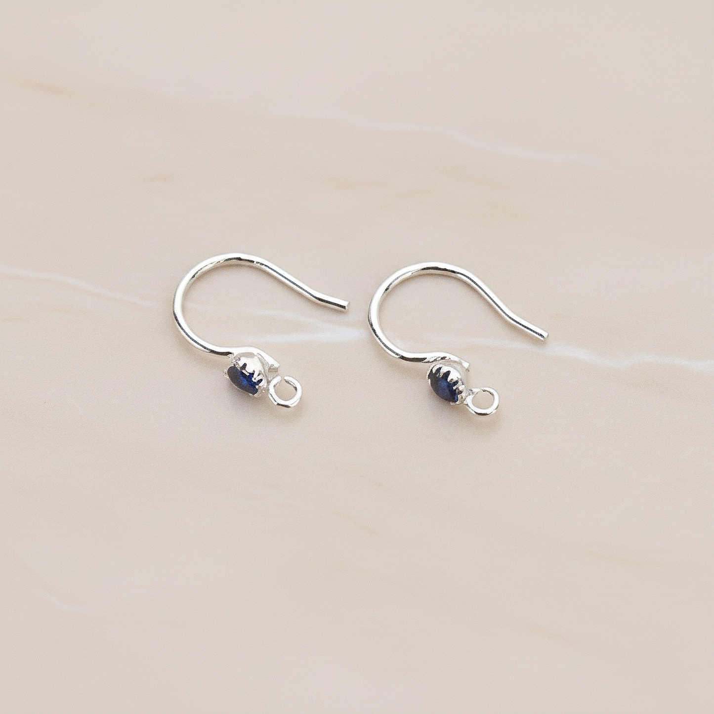 Crystal Setting French Round Ear Wire, 2 Pc - Glossy Original Rhodium Montana (ER.300)