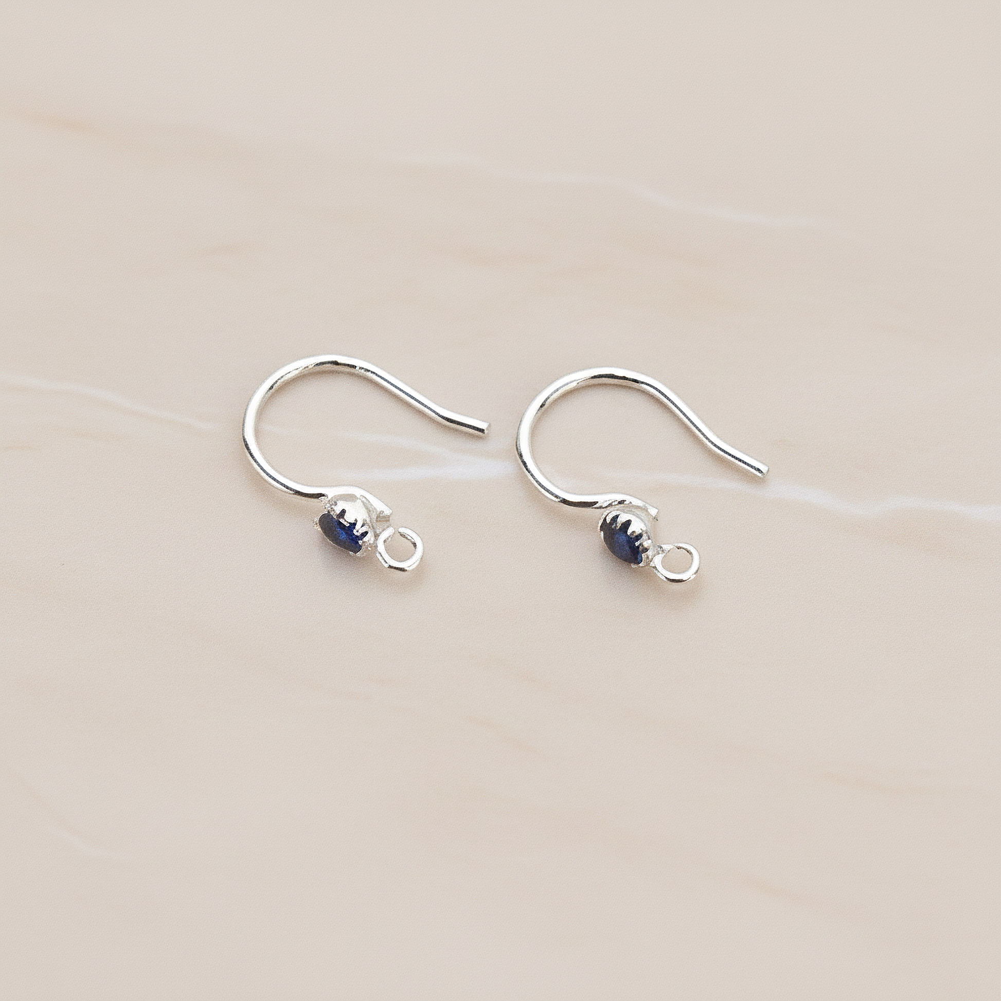 Crystal Setting French Round Ear Wire, 2 Pc - Glossy Original Rhodium Montana (ER.300)