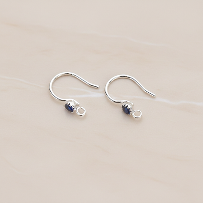Crystal Setting French Round Ear Wire, 2 Pc - Glossy Original Rhodium Montana (ER.300)
