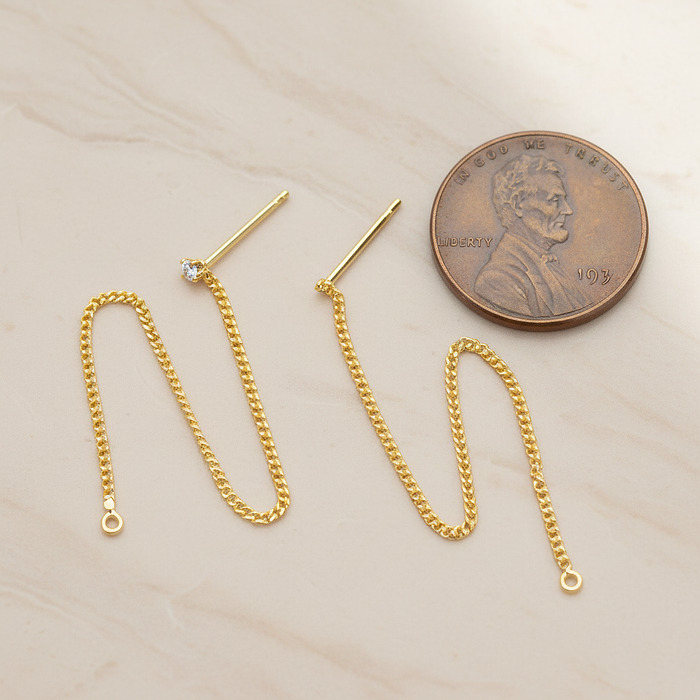 Link Chain Ear Post, 2 Pc (ER.303)