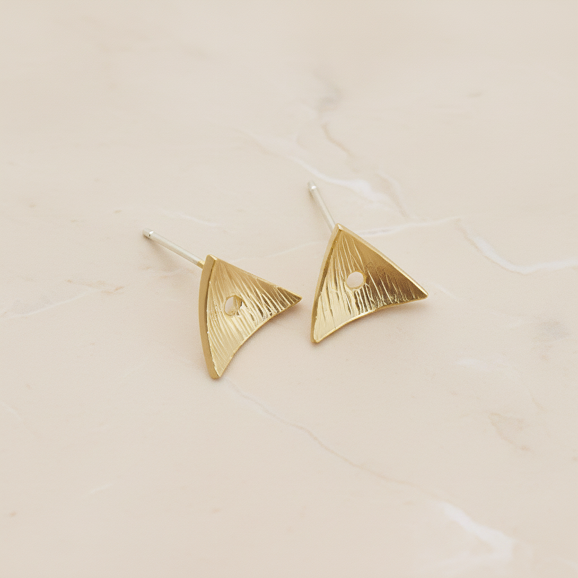 Brushed Texture Triangle Ear Post, 2 Pc - Matte Gold (ER.307)