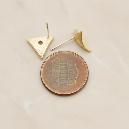 Brushed Texture Triangle Ear Post, 2 Pc - detail view 1 (ER.307)
