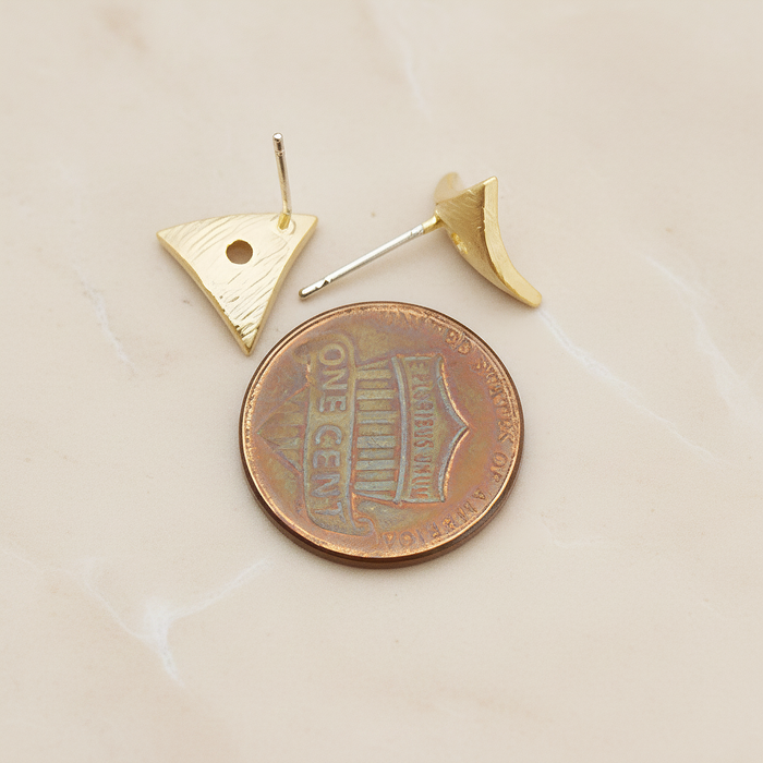 Brushed Texture Triangle Ear Post, 2 Pc - detail view 1 (ER.307)