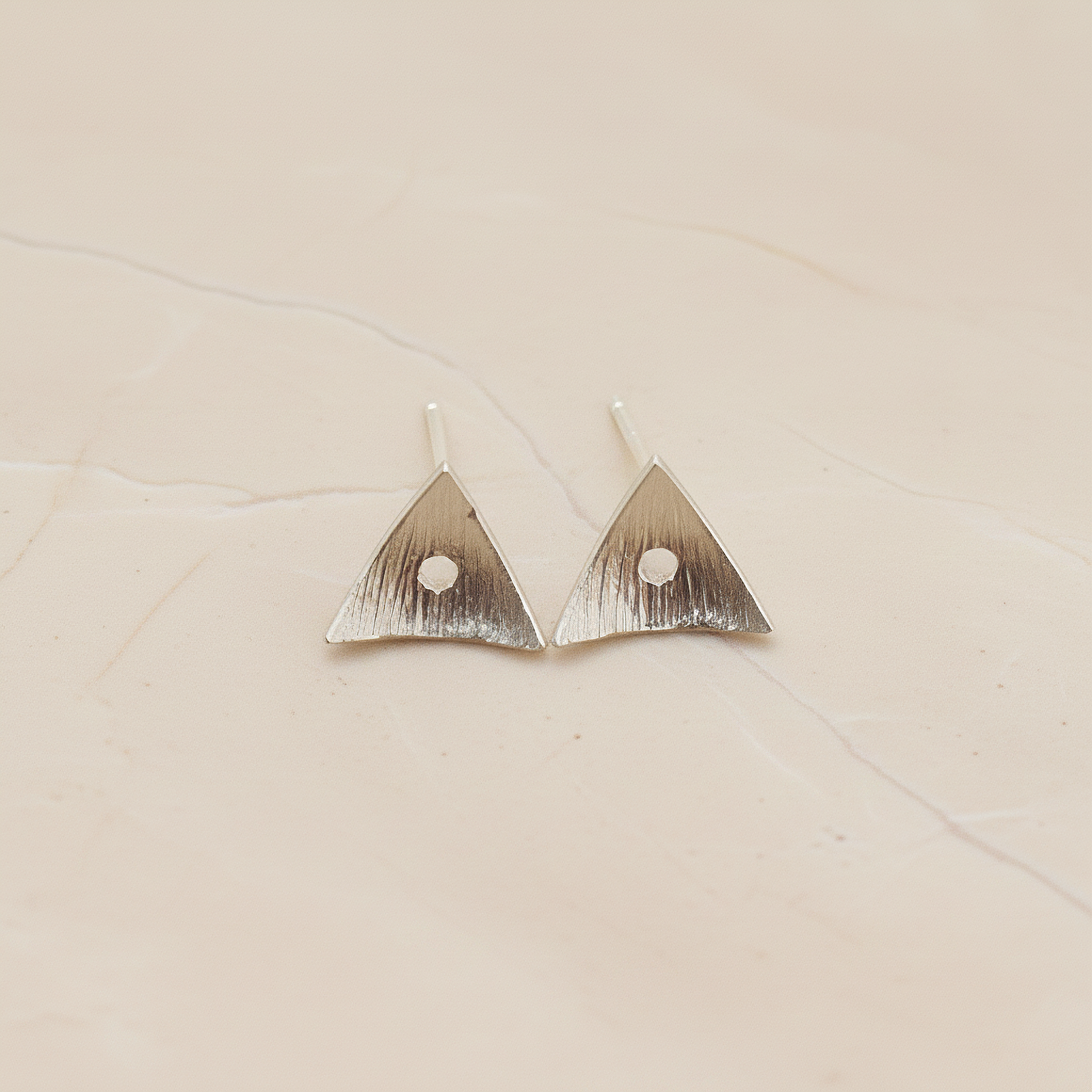 Brushed Texture Triangle Ear Post, 2 Pc - Matte Original Rhodium (ER.307)