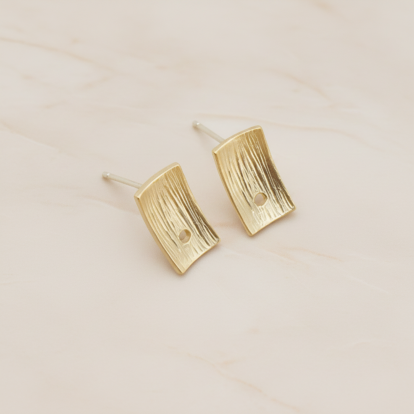 Brushed Texture Rectangle Ear Post, 2 Pc - Matte Gold (ER.309)