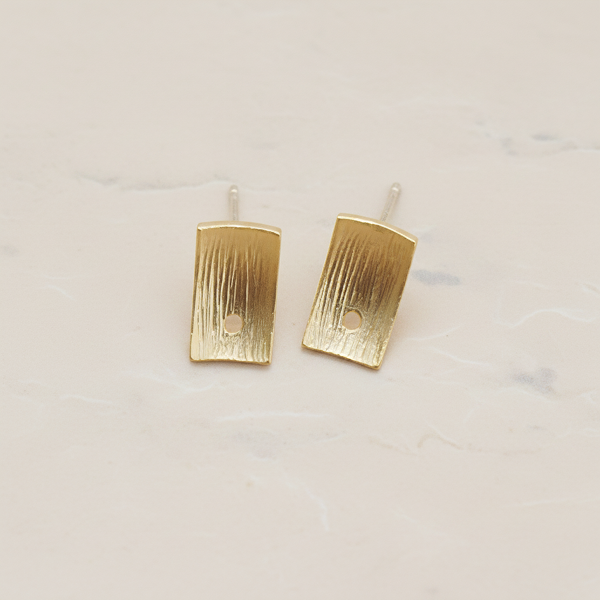 Brushed Texture Rectangle Ear Post, 2 Pc - detail view 1 (ER.309)