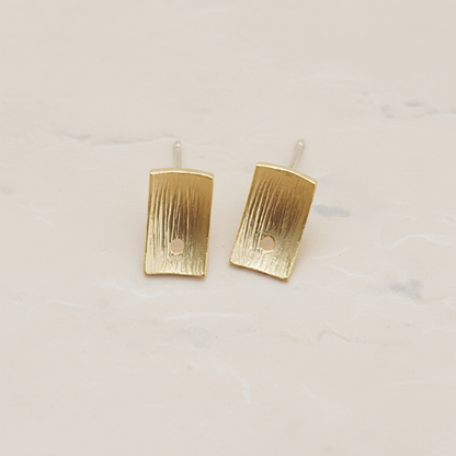 Brushed Texture Rectangle Ear Post, 2 Pc - detail view 1 (ER.309)
