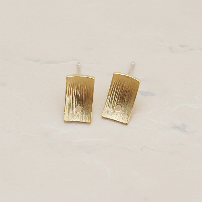 Brushed Texture Rectangle Ear Post, 2 Pc - detail view 1 (ER.309)