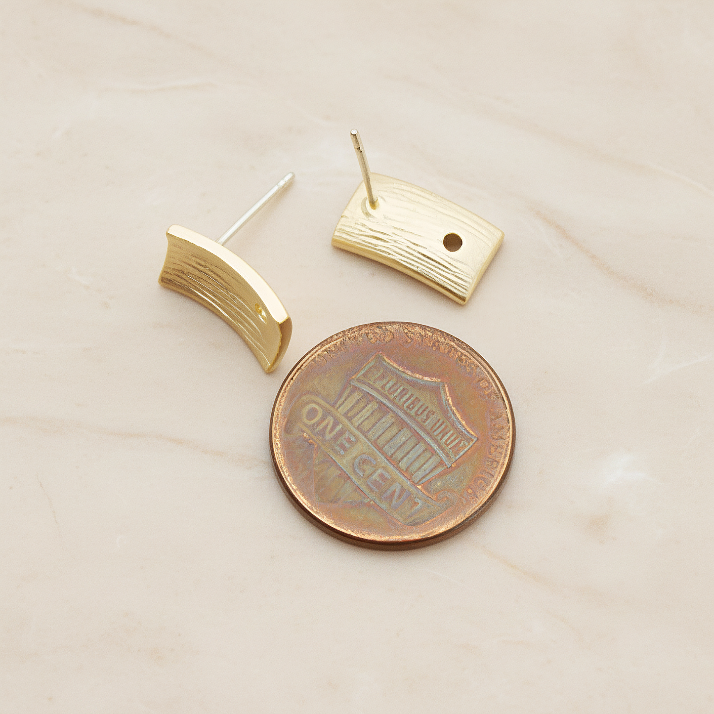 Brushed Texture Rectangle Ear Post, 2 Pc - detail view 2 (ER.309)