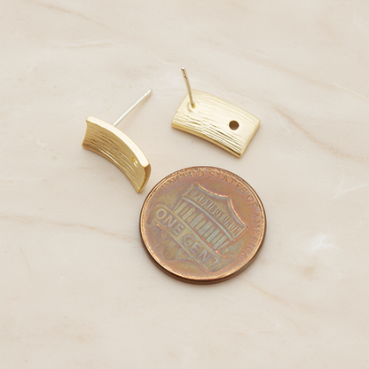 Brushed Texture Rectangle Ear Post, 2 Pc - detail view 2 (ER.309)
