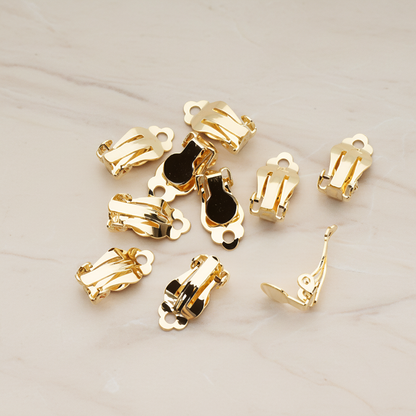 6mm Pad Clip-On Earring Finding for Non-Pierced Ears, 4 Pc - Glossy Gold (ER.311)