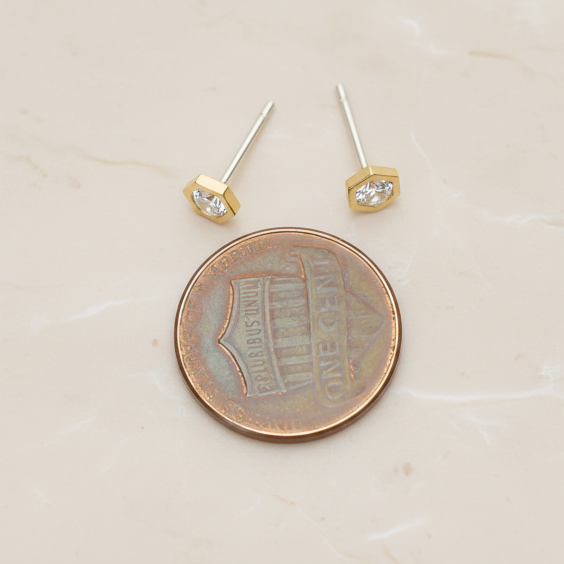 Satin Brushed Mini Star Ear Post, 2 Pc - detail view 1 (ER.351-05)