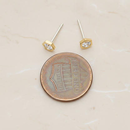 Satin Brushed Mini Star Ear Post, 2 Pc - detail view 1 (ER.351-05)
