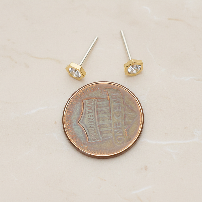 Satin Brushed Mini Star Ear Post, 2 Pc - detail view 1 (ER.351-05)