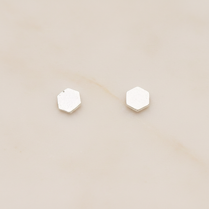 Satin Brushed Mini Star Ear Post, 2 Pc - Glossy Original Rhodium (ER.351-05)
