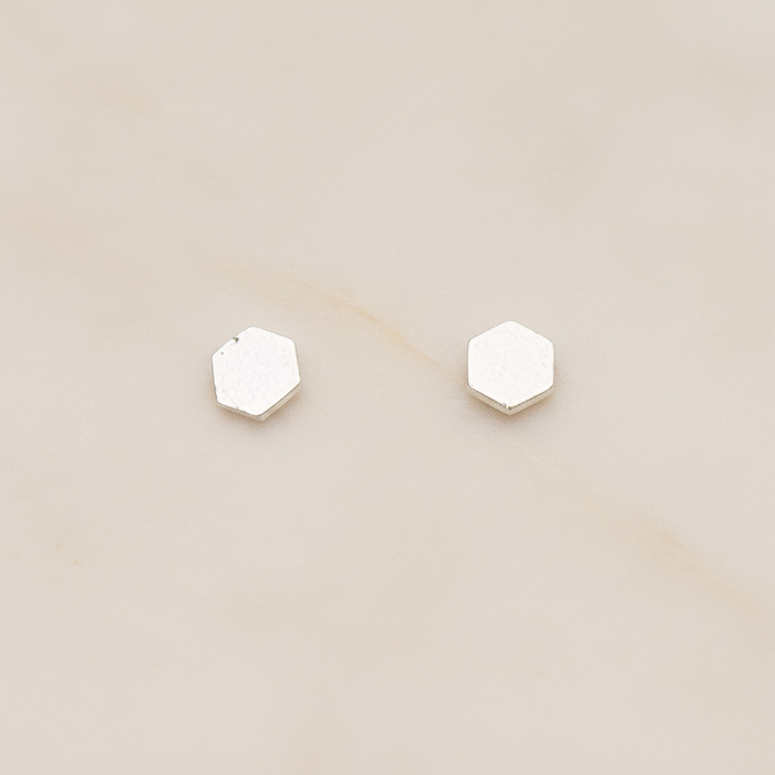 Satin Brushed Mini Star Ear Post, 2 Pc - Glossy Original Rhodium (ER.351-05)