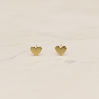 Simple Satin Brushed Geometric Mini Heart Earpost, 2 Pc (ER.351)