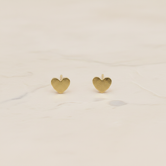 Simple Satin Brushed Geometric Mini Heart Earpost, 2 Pc (ER.351)