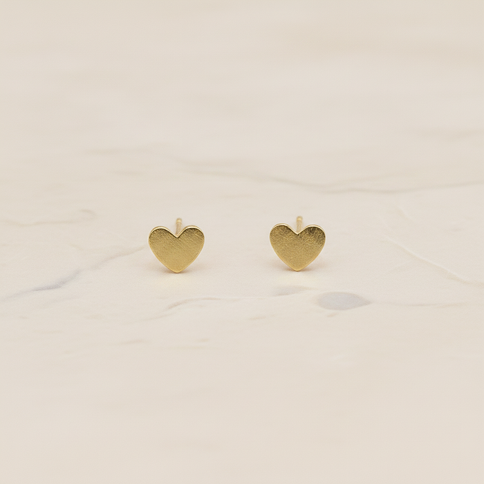 Simple Satin Brushed Geometric Mini Heart Earpost, 2 Pc (ER.351)