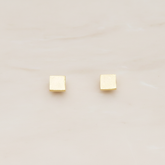 Simple Satin Brushed Geometric Mini Square Earpost, 2 Pc (ER.351-03)
