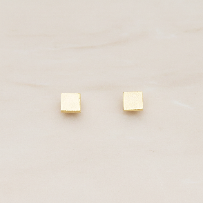 Simple Satin Brushed Geometric Mini Square Earpost, 2 Pc (ER.351-03)