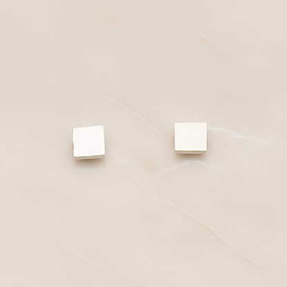 Simple Satin Brushed Geometric Mini Square Earpost, 2 Pc (ER.351-03)