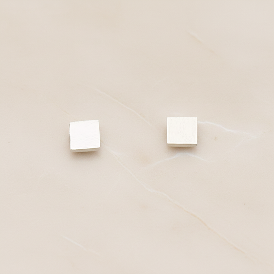 Simple Satin Brushed Geometric Mini Square Earpost, 2 Pc (ER.351-03)