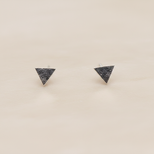 Simple Satin Brushed Geometric Mini Triangle Earpost, 2 Pc (ER.351-04)