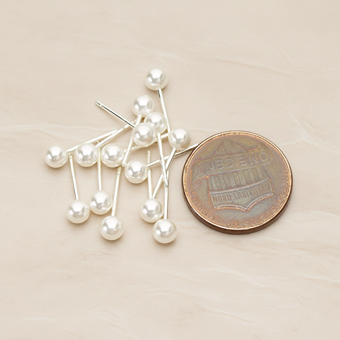 Simple 4mm Imitation Pearl Ear Post, 2 Pc - detail view 1 (ER.353-01)