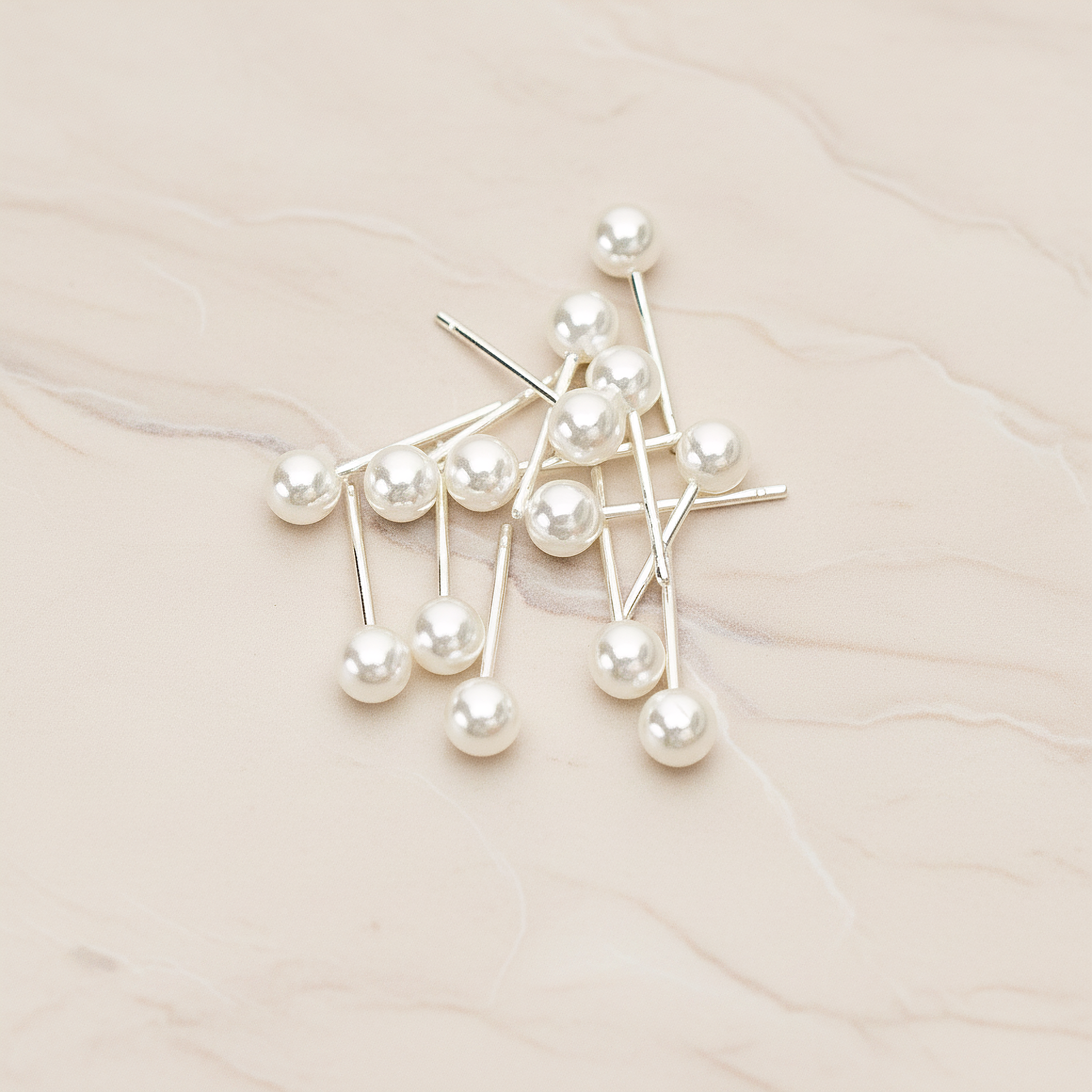 Simple 4mm Imitation Pearl Ear Post, 2 Pc - 925 Silver (ER.353-01)