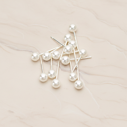 Simple 4mm Imitation Pearl Ear Post, 2 Pc - 925 Silver (ER.353-01)