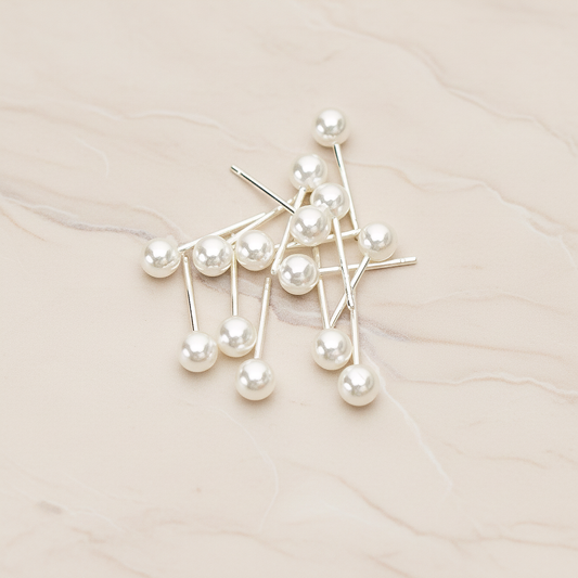 Simple 4mm Imitation Pearl Ear Post, 2 Pc (ER.353-01)