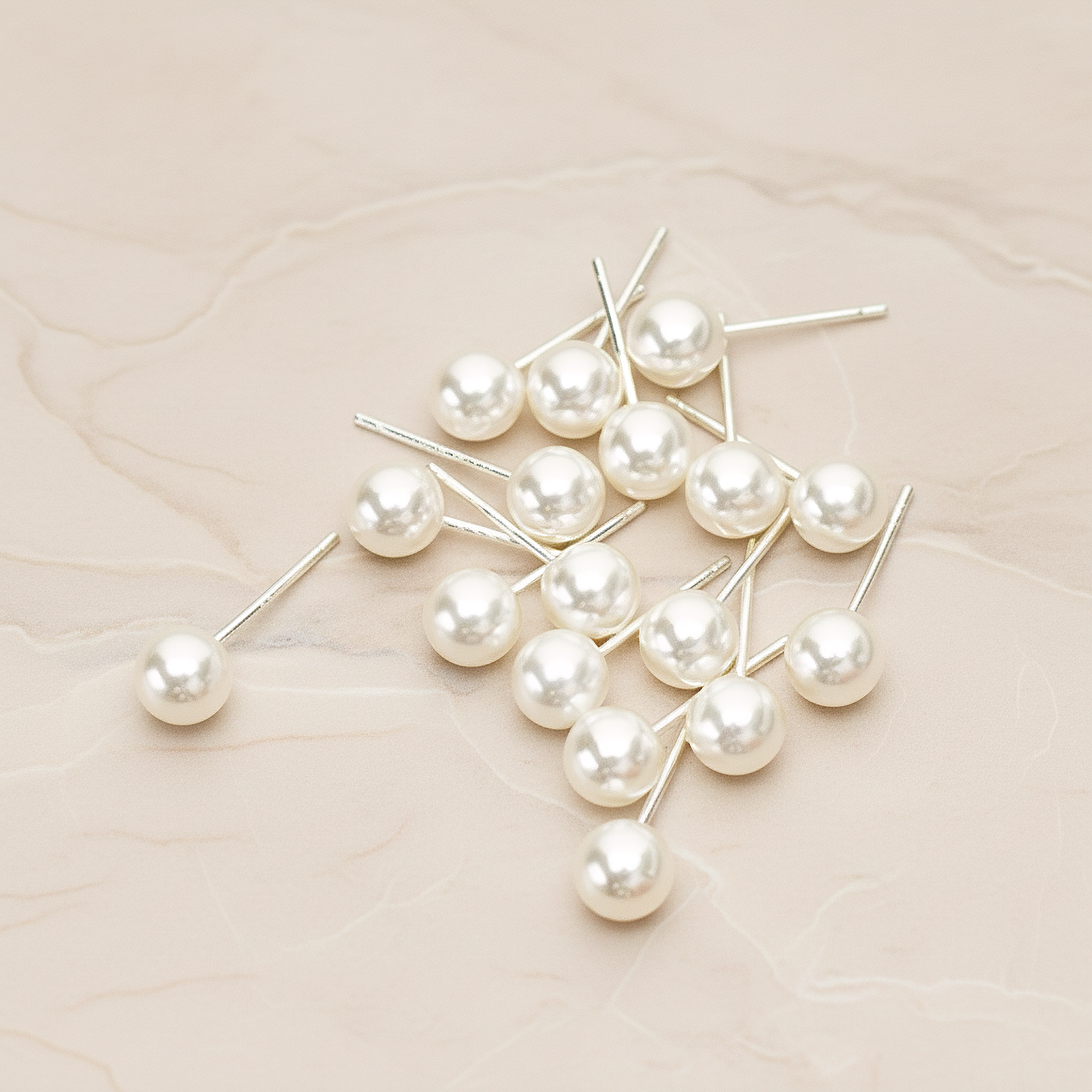Simple 6mm Imitation Pearl Ear Post, 2 Pc - 925 Silver (ER.353-02)