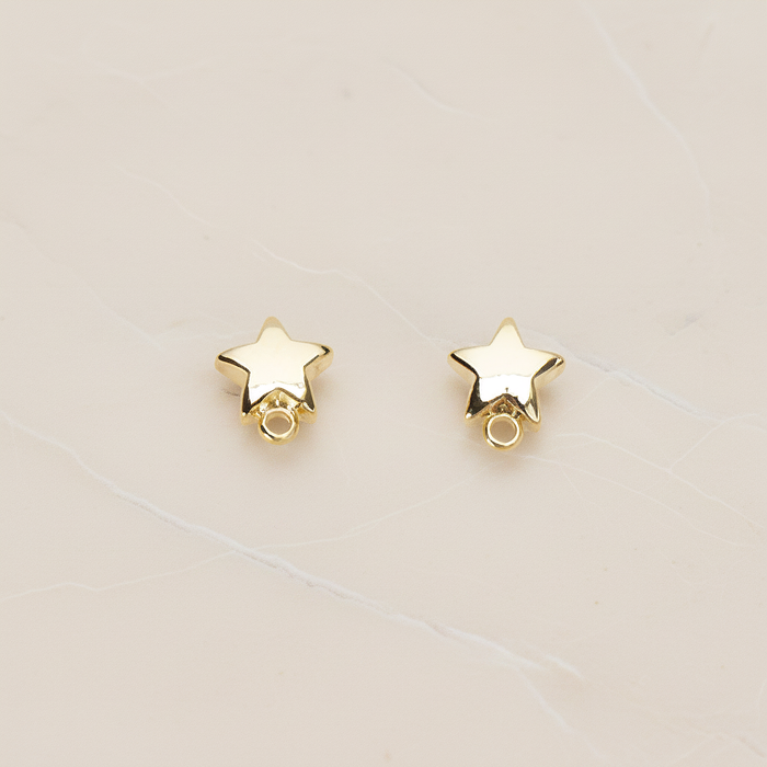Simple Tiny Chubby Star Ear Post, 2 Pc - Glossy Gold (ER.359)