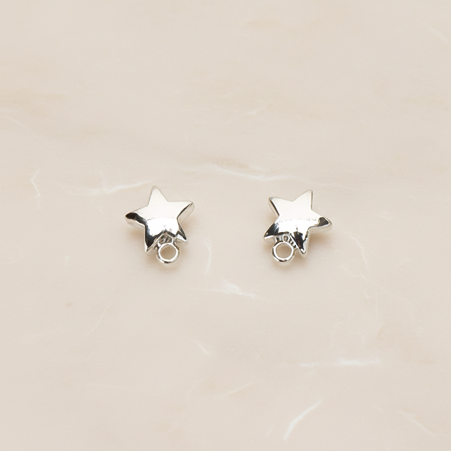 Simple Tiny Chubby Star Ear Post, 2 Pc - Glossy Original Rhodium (ER.359)
