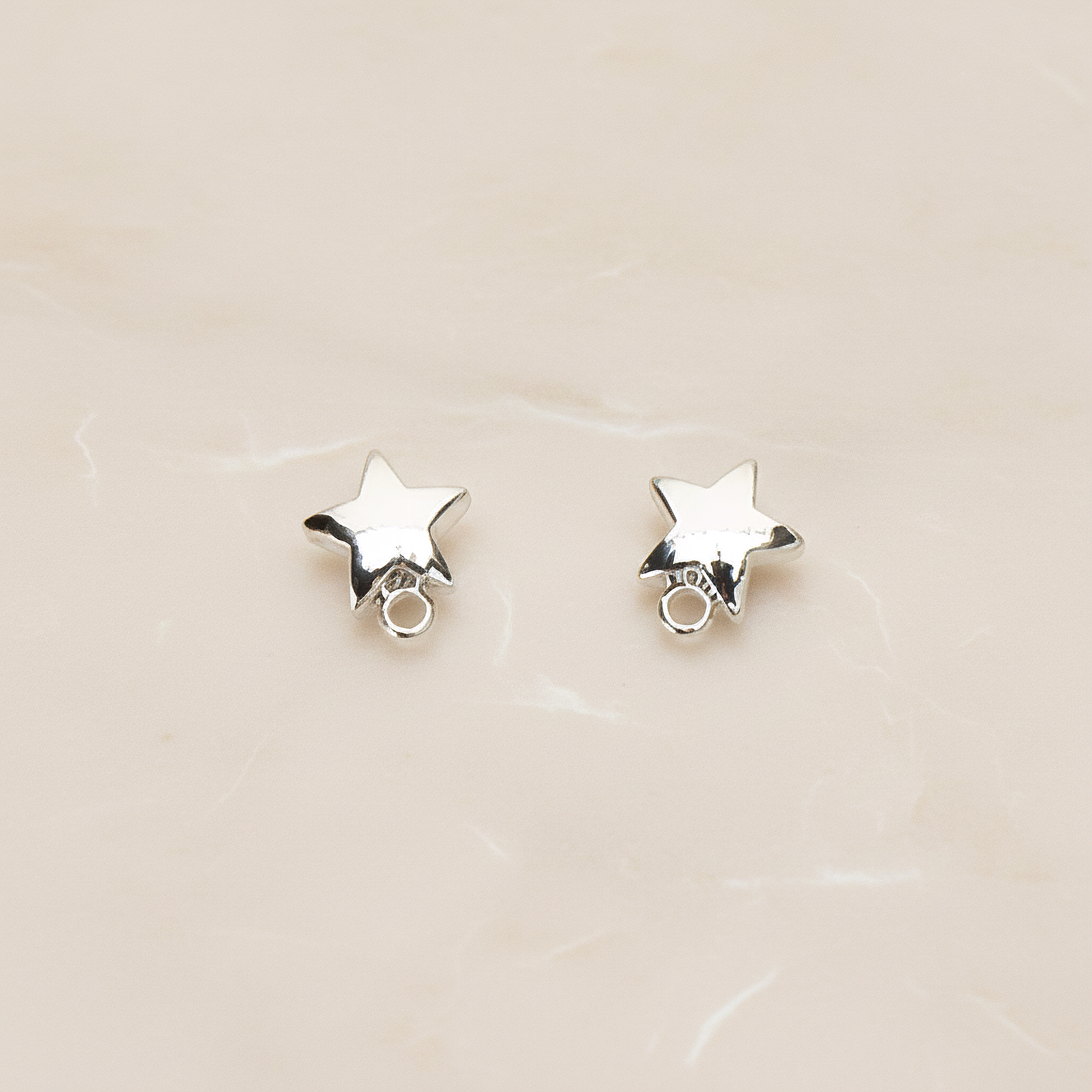 Simple Tiny Chubby Star Ear Post, 2 Pc - Glossy Original Rhodium (ER.359)