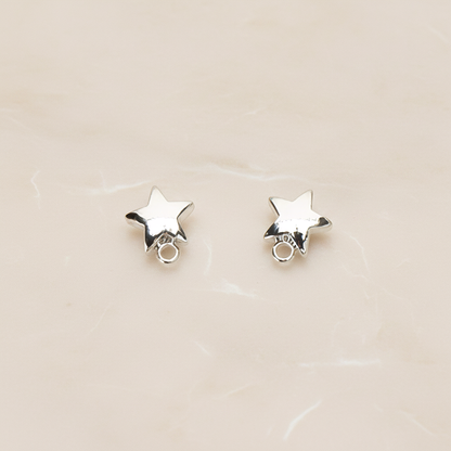 Simple Tiny Chubby Star Ear Post, 2 Pc - Glossy Original Rhodium (ER.359)