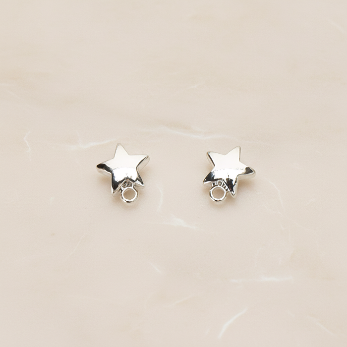 Simple Tiny Chubby Star Ear Post, 2 Pc - Glossy Original Rhodium (ER.359)