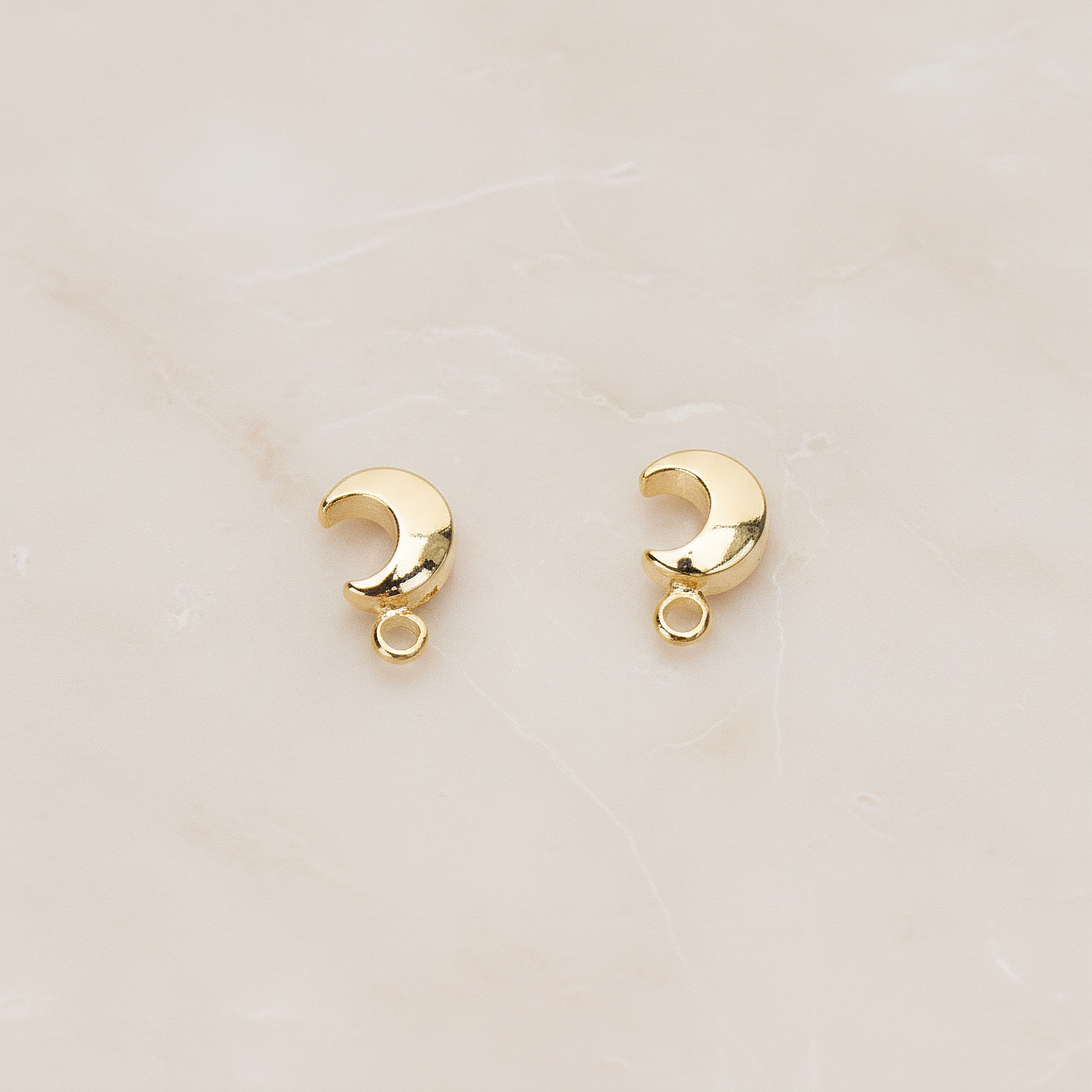 Simple Tiny Chubby Crescent Moon Ear Post, 2 Pc - Glossy Gold (ER.360)