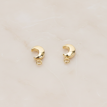 Simple Tiny Chubby Crescent Moon Ear Post, 2 Pc - Glossy Gold (ER.360)