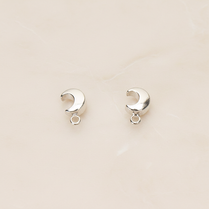 Simple Tiny Chubby Crescent Moon Ear Post, 2 Pc - Glossy Original Rhodium (ER.360)