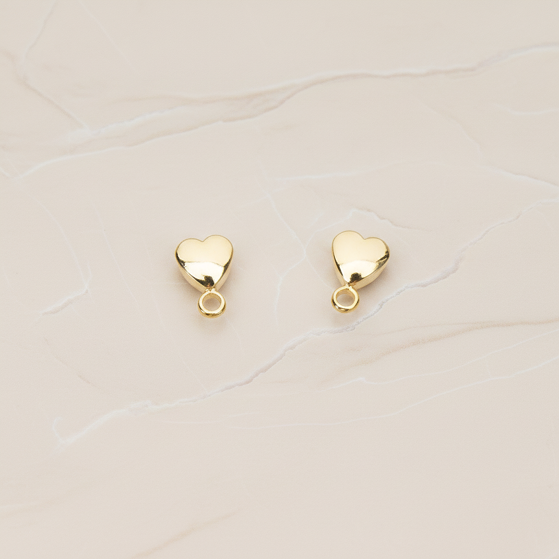 Simple Tiny Chubby Heart Ear Post, 2 Pc - Glossy Gold (ER.361)
