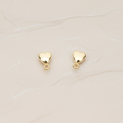 Simple Tiny Chubby Heart Ear Post, 2 Pc - Glossy Gold (ER.361)