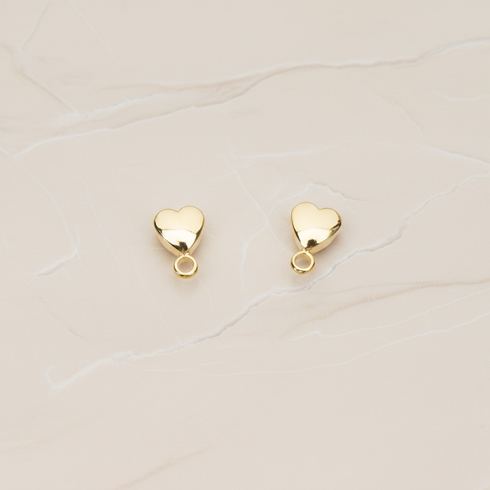 Simple Tiny Chubby Heart Ear Post, 2 Pc - Glossy Gold (ER.361)
